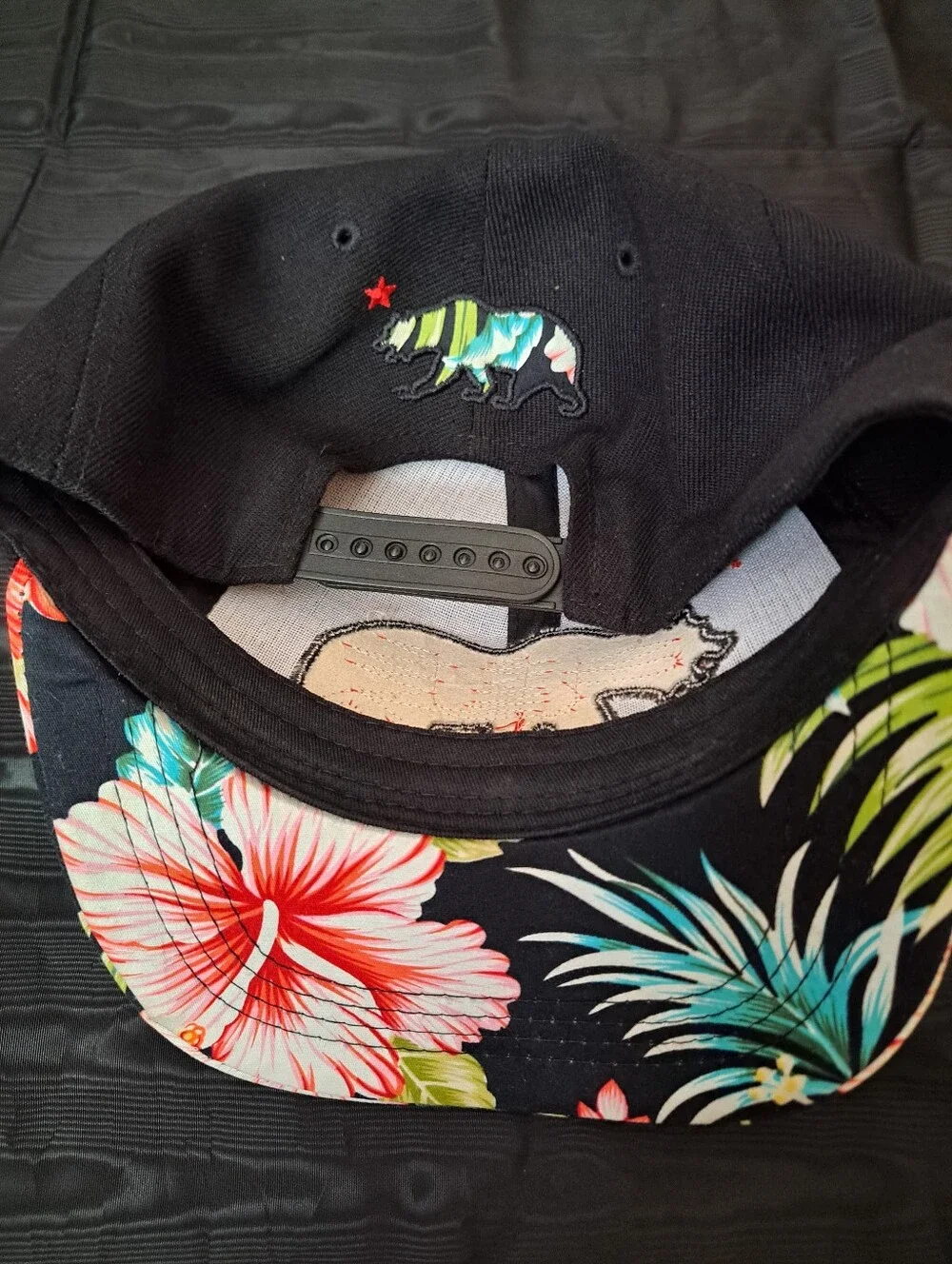Black Floral-Print Baseball Cap